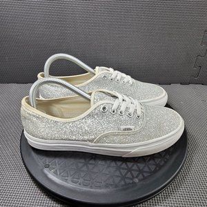 Womens Sz 9 Silver Vans Low Top Glitter Sneakers